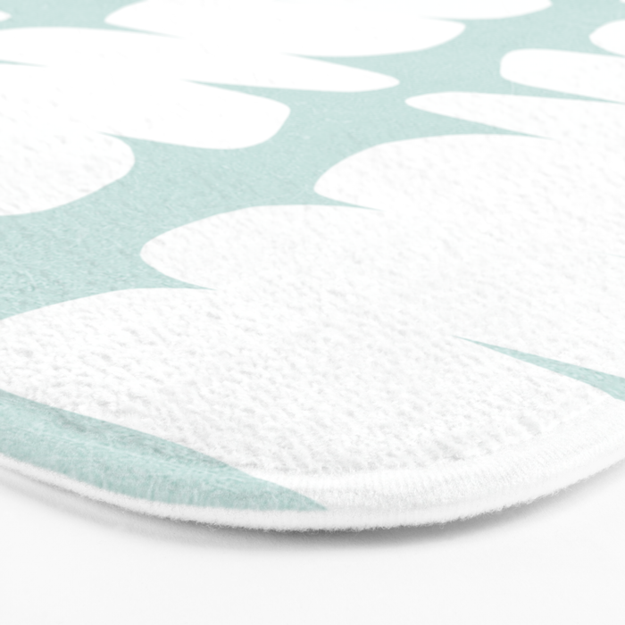 Serenity Abstract Pebbles White on Pastel Blue Sky Bath Mat Gallery Image 3
