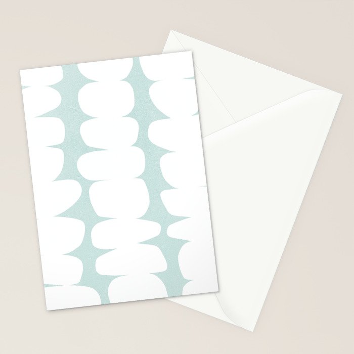 Serenity Abstract Pebbles White on Pastel Blue Sky Stationery Card Gallery Image 2