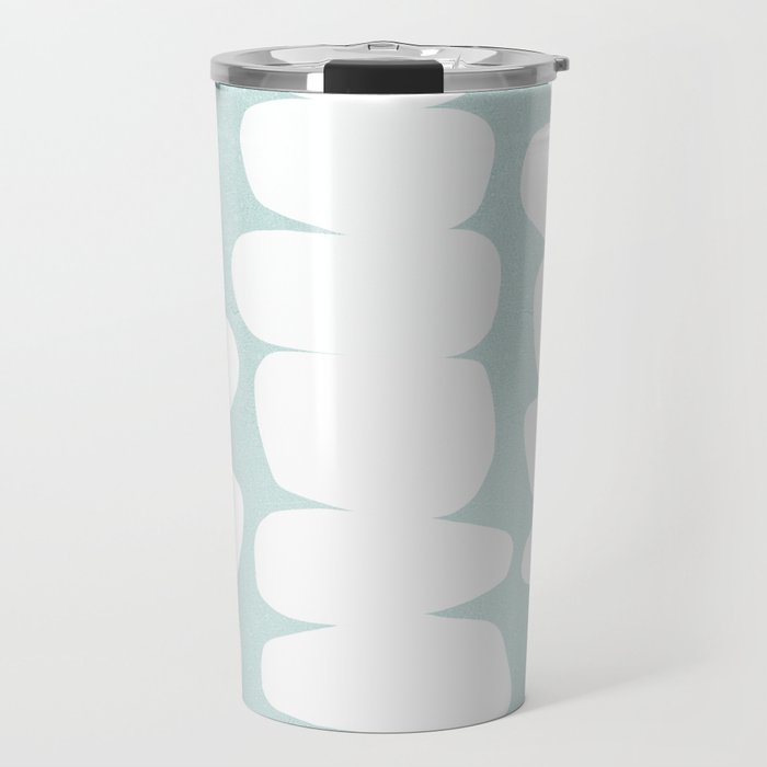 Serenity Abstract Pebbles White on Pastel Blue Sky Travel Mug Gallery Image 1