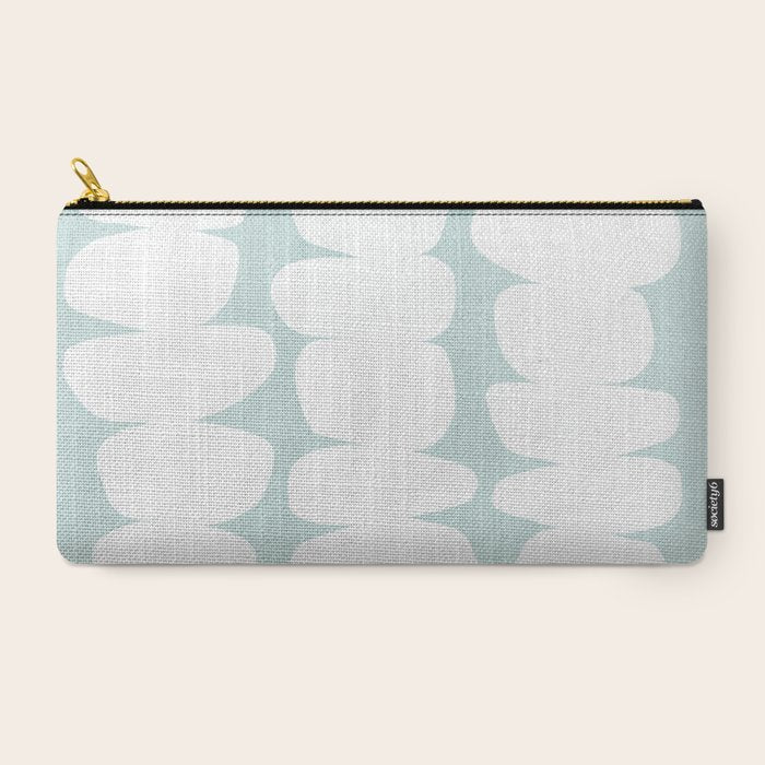 Serenity Abstract Pebbles White on Pastel Blue Sky Carry All Pouch Gallery Image 2