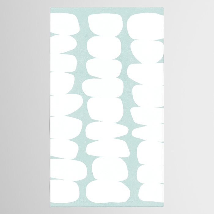 Serenity Abstract Pebbles White on Pastel Blue Sky Tablecloth Gallery Image 2