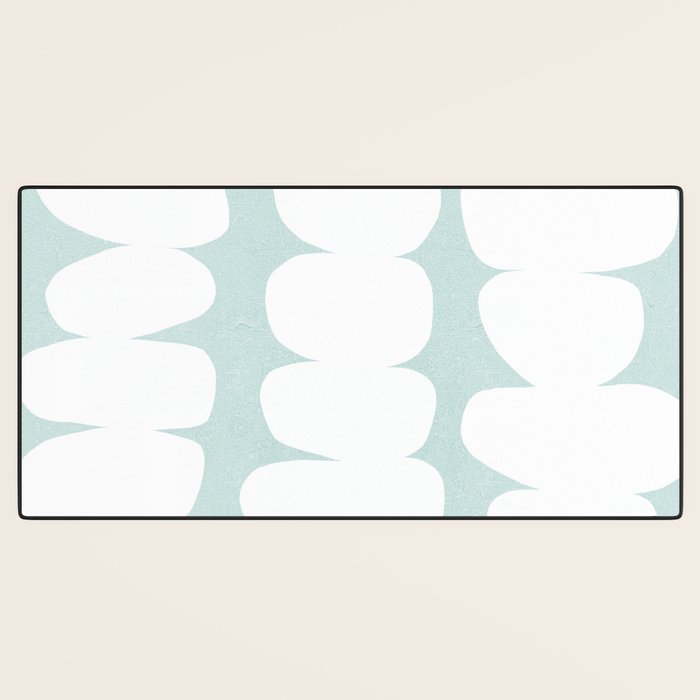 Serenity Abstract Pebbles White on Pastel Blue Sky Desk Mat Gallery Image 3