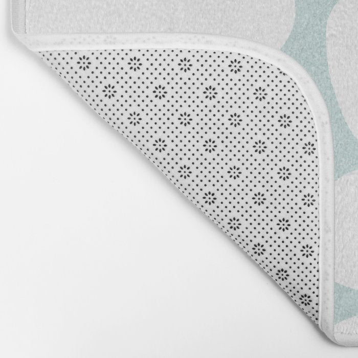 Serenity Abstract Pebbles White on Pastel Blue Sky Bath Mat Gallery Image 2