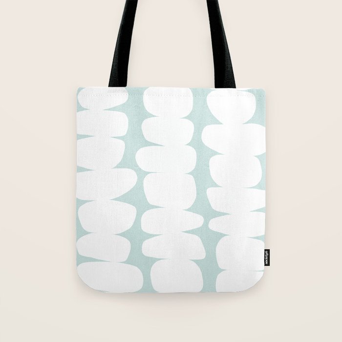 Serenity Abstract Pebbles White on Pastel Blue Sky Tote Bag Gallery Image 1