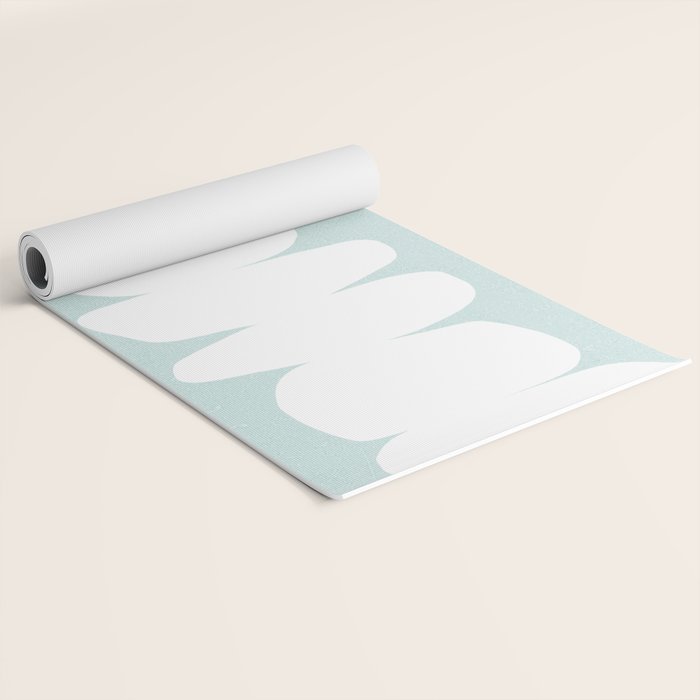 Serenity Abstract Pebbles White on Pastel Blue Sky Yoga Mat Gallery Image 2