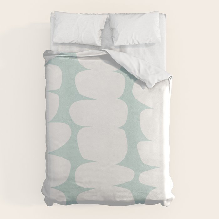 Serenity Abstract Pebbles White on Pastel Blue Sky Duvet Cover Gallery Image 6