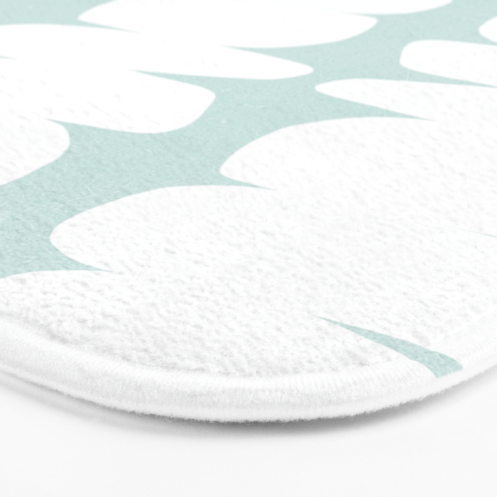 Serenity Abstract Pebbles White on Pastel Blue Sky Bath Mat Gallery Image 3