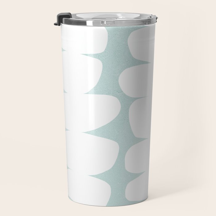 Serenity Abstract Pebbles White on Pastel Blue Sky Travel Mug Gallery Image 3