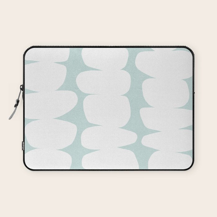 Serenity Abstract Pebbles White on Pastel Blue Sky Laptop Sleeve Gallery Image 1