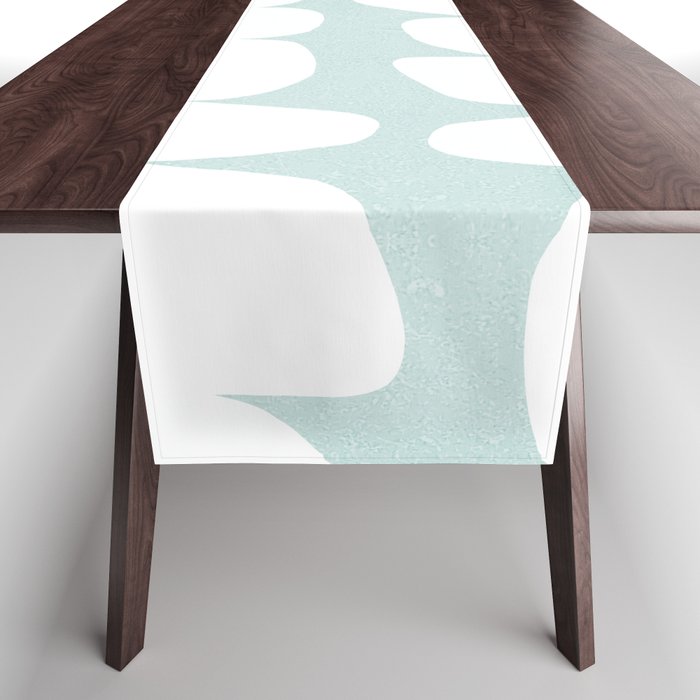 Serenity Abstract Pebbles White on Pastel Blue Sky Table Runner Gallery Image 1