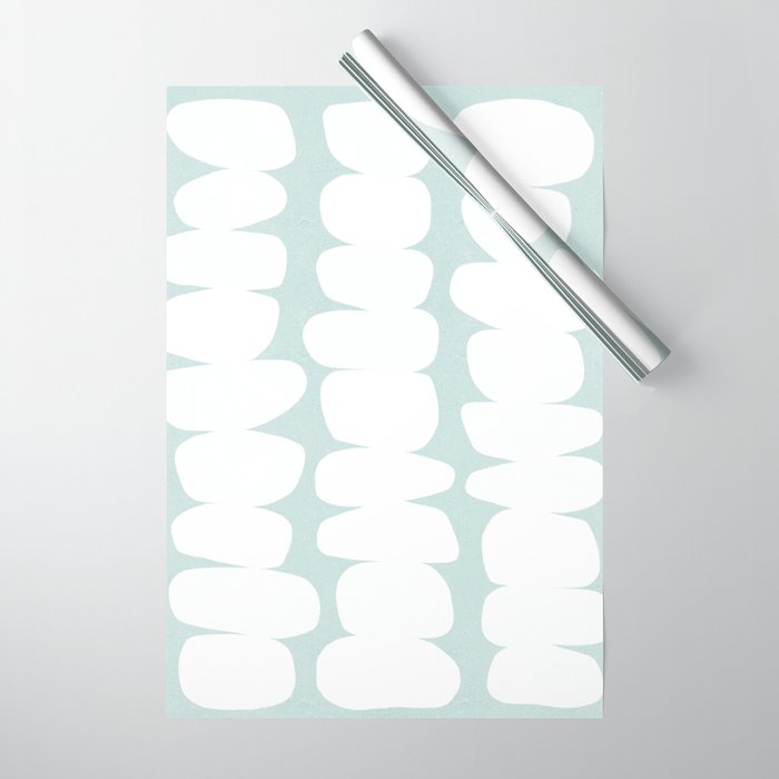 Serenity Abstract Pebbles White on Pastel Blue Sky Wrapping Paper Gallery Image 1