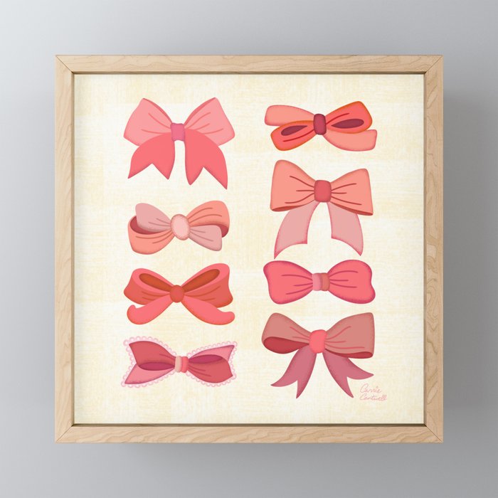 Vintage Pink Bows Mini Art Print Gallery Image 1