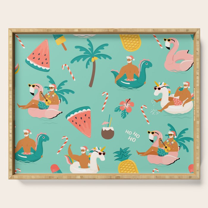 Hot Santa on vacation Serving Tray Gallery Image 1