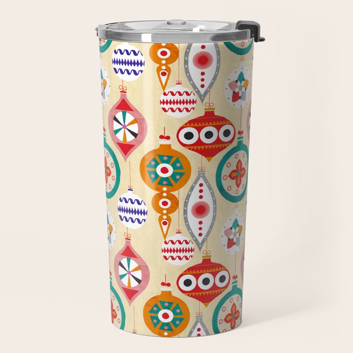 Retro christmas ornaments pattern Travel Mug Gallery Image 2