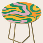 Vibrant Modern Retro Liquid Swirl Abstract Pattern Green Yellow Orange Pink Side Table Gallery Image 2