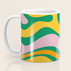 Vibrant Modern Retro Liquid Swirl Abstract Pattern Green Yellow Orange Pink Coffee Mug Gallery Image 3