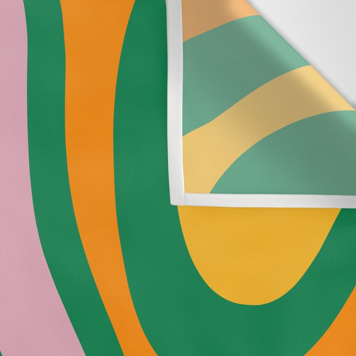 Vibrant Modern Retro Liquid Swirl Abstract Pattern Green Yellow Orange Pink Wall Tapestry Gallery Image 3