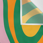 Vibrant Modern Retro Liquid Swirl Abstract Pattern Green Yellow Orange Pink Wall Tapestry Gallery Image 3