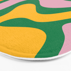 Vibrant Modern Retro Liquid Swirl Abstract Pattern Green Yellow Orange Pink Bath Mat Gallery Image 3