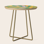 Vibrant Modern Retro Liquid Swirl Abstract Pattern Green Yellow Orange Pink Side Table Gallery Image 1