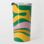 Vibrant Modern Retro Liquid Swirl Abstract Pattern Green Yellow Orange Pink Travel Mug Gallery Image 3