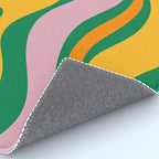 Vibrant Modern Retro Liquid Swirl Abstract Pattern Green Yellow Orange Pink Rug Gallery Image 4