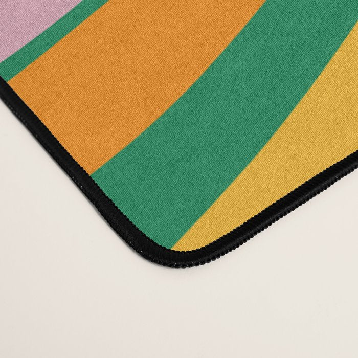 Vibrant Modern Retro Liquid Swirl Abstract Pattern Green Yellow Orange Pink Desk Mat Gallery Image 4