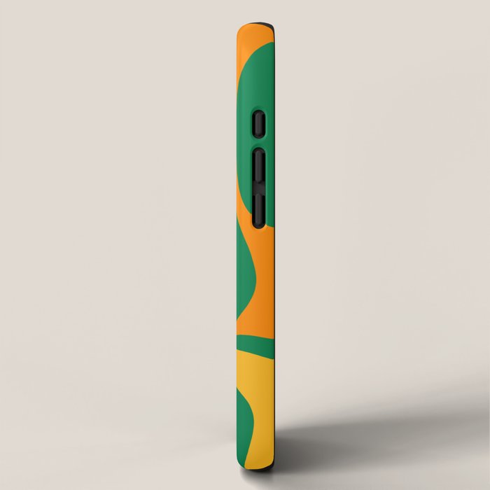 Vibrant Modern Retro Liquid Swirl Abstract Pattern Green Yellow Orange Pink iPhone Case Gallery Image 2