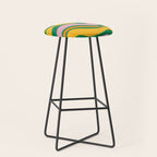 Vibrant Modern Retro Liquid Swirl Abstract Pattern Green Yellow Orange Pink Stool Gallery Image 1