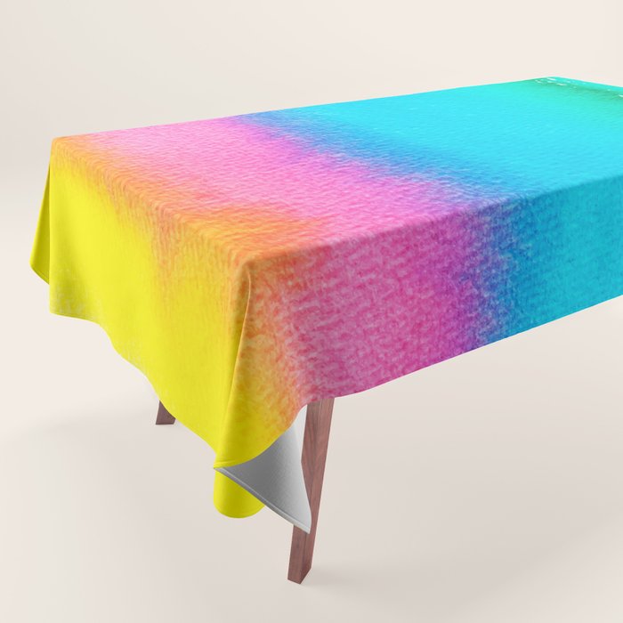 Rainbow, Watercolor Painting Abstract Colorful Fun, Urban Eclectic Contemporary Party Bohemian Tablecloth Gallery Image 1
