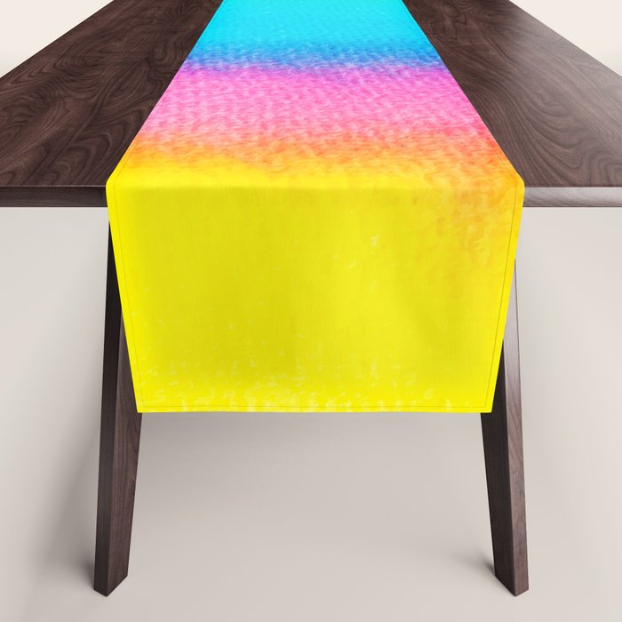 Rainbow, Watercolor Painting Abstract Colorful Fun, Urban Eclectic Contemporary Party Bohemian Table Runner Gallery Image 1