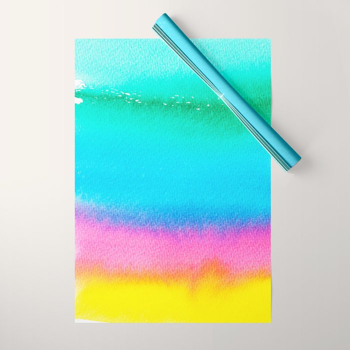 Rainbow, Watercolor Painting Abstract Colorful Fun, Urban Eclectic Contemporary Party Bohemian Wrapping Paper Gallery Image 1