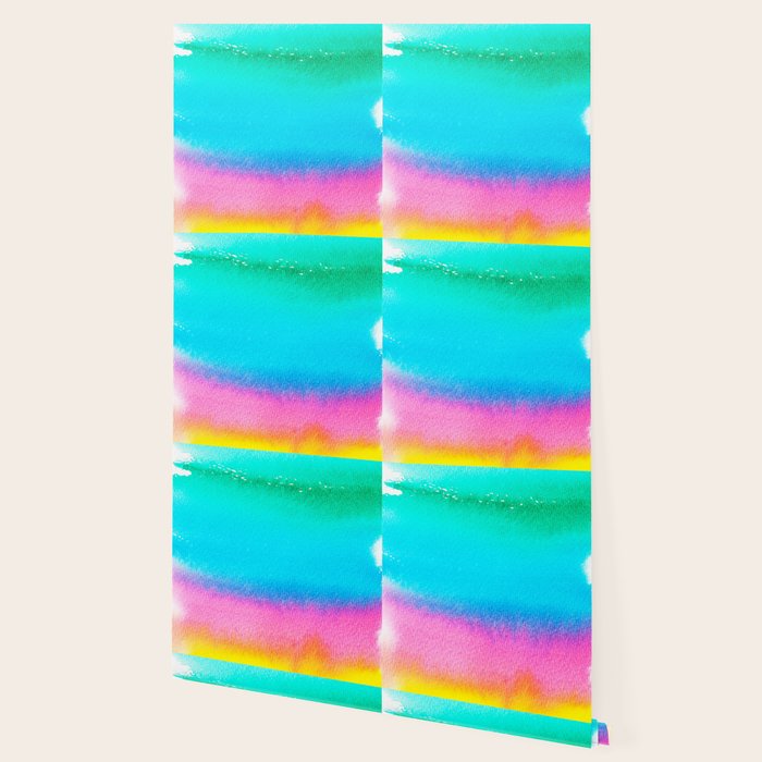 Rainbow, Watercolor Painting Abstract Colorful Fun, Urban Eclectic Contemporary Party Bohemian Wallpaper Gallery Image 2