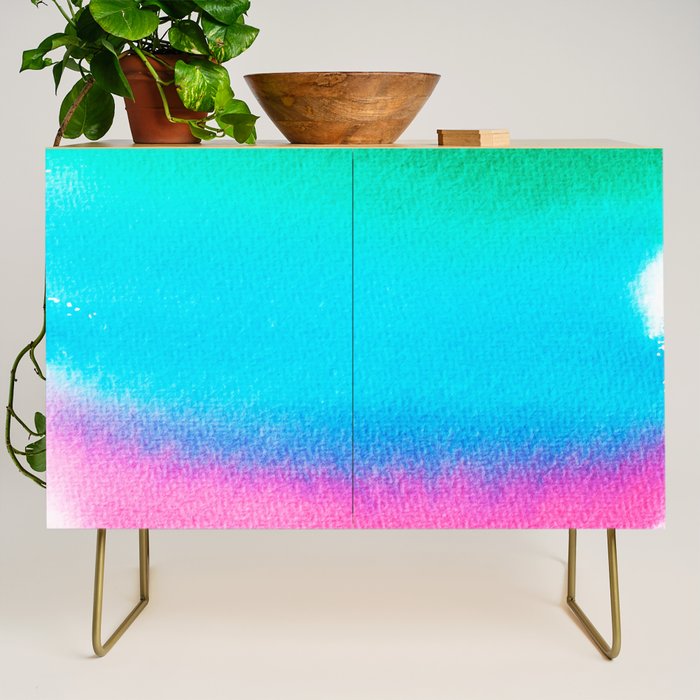 Rainbow, Watercolor Painting Abstract Colorful Fun, Urban Eclectic Contemporary Party Bohemian Credenza Gallery Image 1