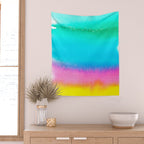 Rainbow, Watercolor Painting Abstract Colorful Fun, Urban Eclectic Contemporary Party Bohemian Wall Tapestry Gallery Image 2