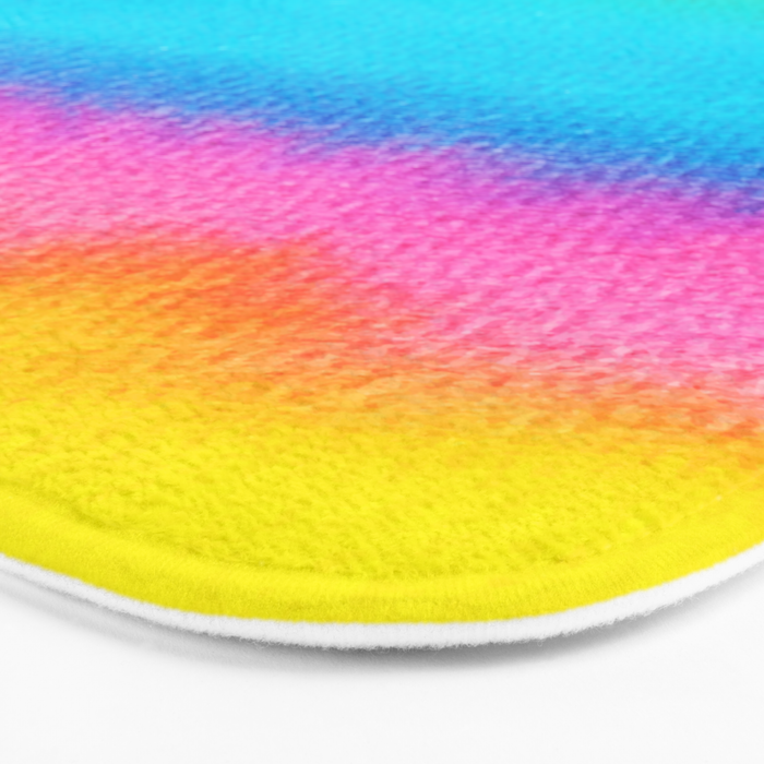 Rainbow, Watercolor Painting Abstract Colorful Fun, Urban Eclectic Contemporary Party Bohemian Bath Mat Gallery Image 3