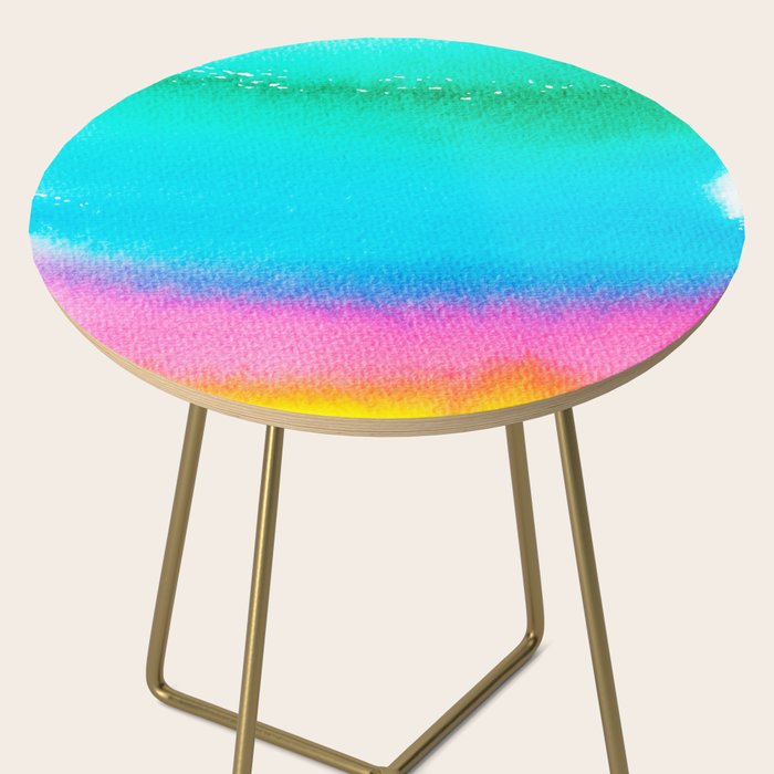 Rainbow, Watercolor Painting Abstract Colorful Fun, Urban Eclectic Contemporary Party Bohemian Side Table Gallery Image 2