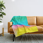 Rainbow, Watercolor Painting Abstract Colorful Fun, Urban Eclectic Contemporary Party Bohemian Throw Blanket Gallery Image 1
