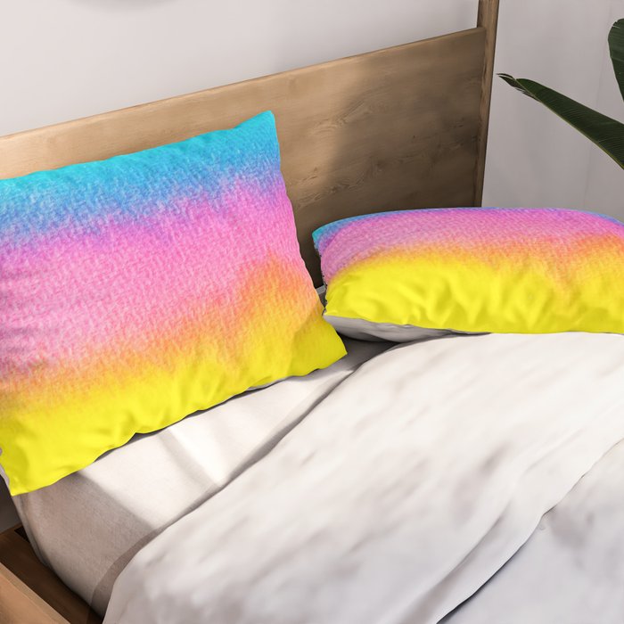 Rainbow, Watercolor Painting Abstract Colorful Fun, Urban Eclectic Contemporary Party Bohemian Pillow Sham Gallery Image 2