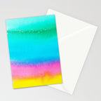 Rainbow, Watercolor Painting Abstract Colorful Fun, Urban Eclectic Contemporary Party Bohemian Stationery Card Gallery Image 2