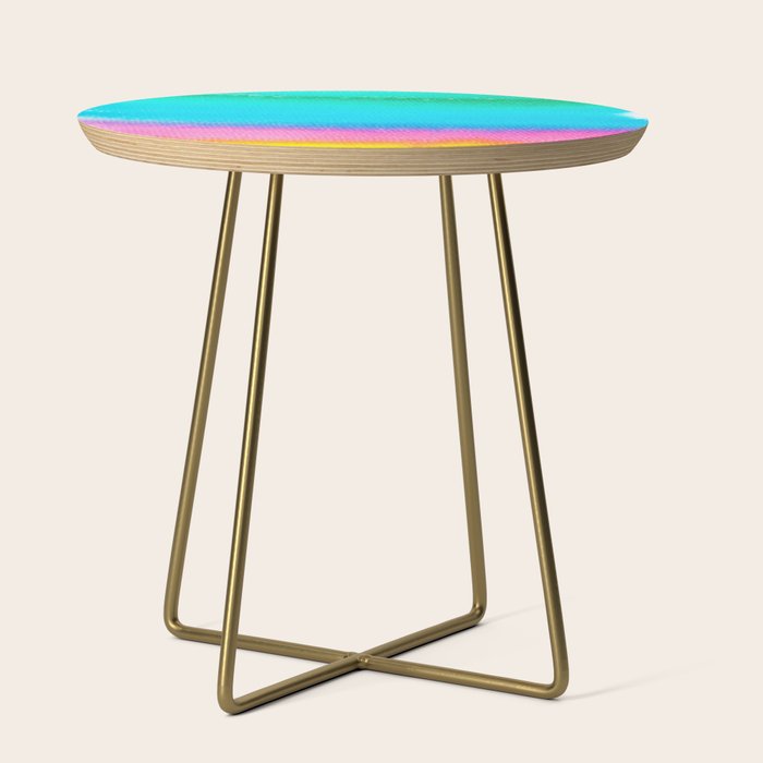 Rainbow, Watercolor Painting Abstract Colorful Fun, Urban Eclectic Contemporary Party Bohemian Side Table Gallery Image 1