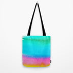 Rainbow, Watercolor Painting Abstract Colorful Fun, Urban Eclectic Contemporary Party Bohemian Tote Bag Gallery Image 2