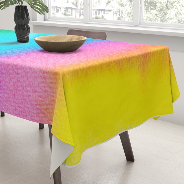 Rainbow, Watercolor Painting Abstract Colorful Fun, Urban Eclectic Contemporary Party Bohemian Tablecloth Gallery Image 3