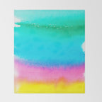 Rainbow, Watercolor Painting Abstract Colorful Fun, Urban Eclectic Contemporary Party Bohemian Throw Blanket Gallery Image 2