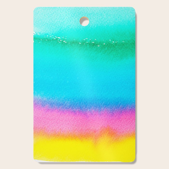 Rainbow, Watercolor Painting Abstract Colorful Fun, Urban Eclectic Contemporary Party Bohemian Cutting Board Gallery Image 1