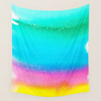 Rainbow, Watercolor Painting Abstract Colorful Fun, Urban Eclectic Contemporary Party Bohemian Wall Tapestry Gallery Image 4