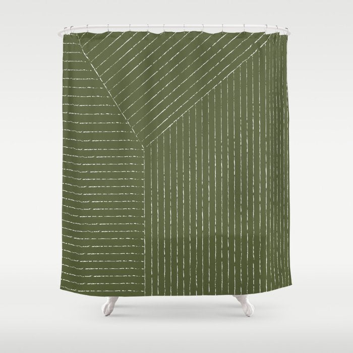 Lines (Moss Green) Shower Curtain Gallery Image 1