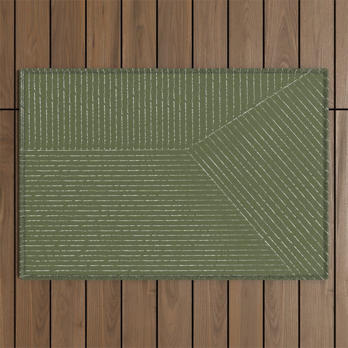 Lines (Moss Green) Outdoor Rug Gallery Image 1