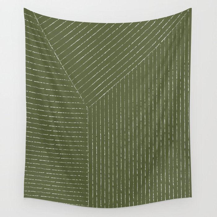 Lines (Moss Green) Wall Tapestry Gallery Image 1