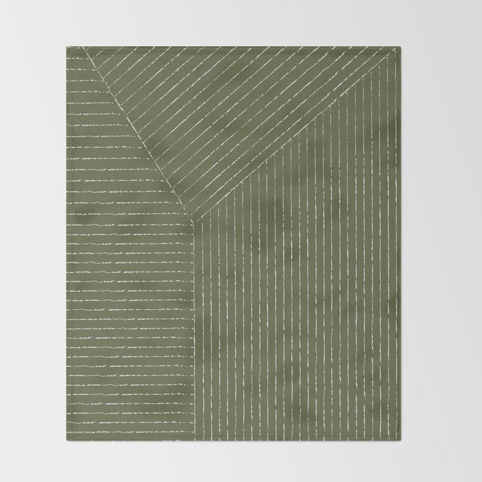 Lines (Moss Green) Throw Blanket Gallery Image 2